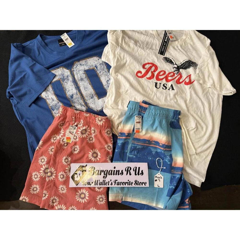 MENS ORDER #7 Tillys Men's RSQ Blue Jersey Beers USA T-Shirt Shorts Size L